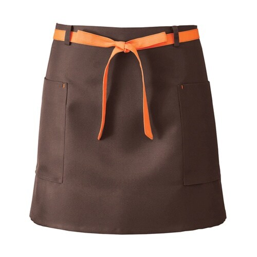 サロンエプロン ブラウン×オレンジ フリ