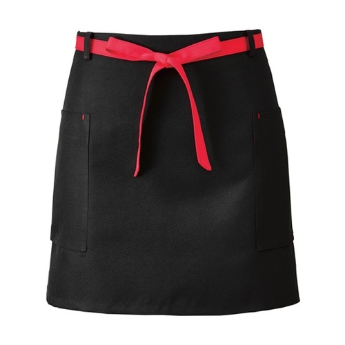 サロンエプロン ブラック×レッド フリー