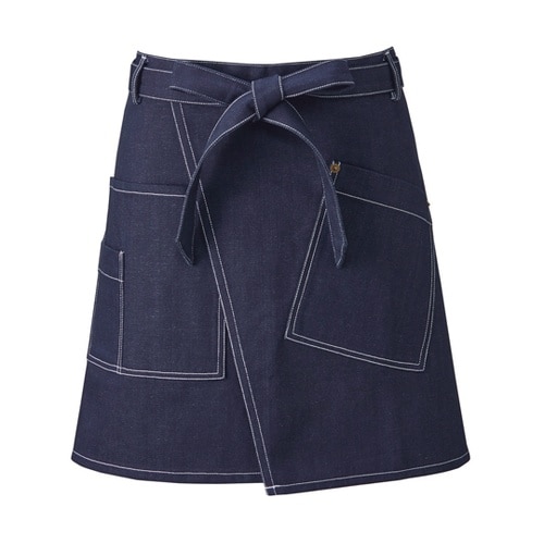 ショートエプロン インディゴブルー フリ