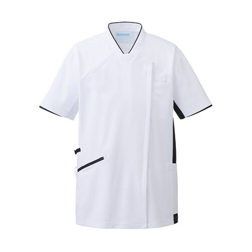 スクラブジャケット(半袖男女)ホワイト×