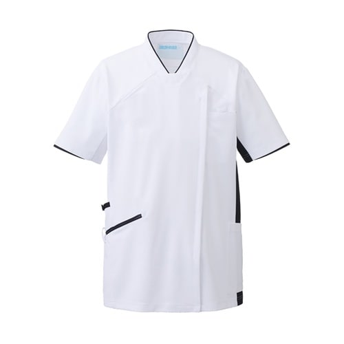 スクラブジャケット(半袖男女)ホワイト×