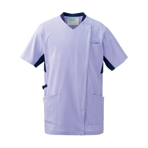 スクラブジャケット半袖男女 ラベンダー×
