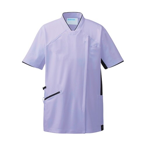 スクラブジャケット半袖男女 ラベンダー×