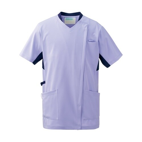 スクラブジャケット半袖男女 ラベンダー×