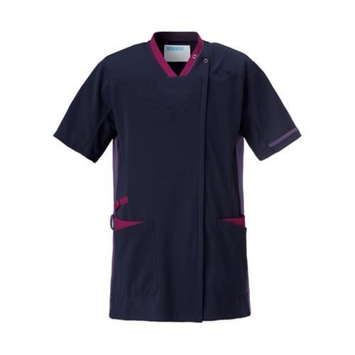 スクラブジャケット半袖男女兼 ネイビー×