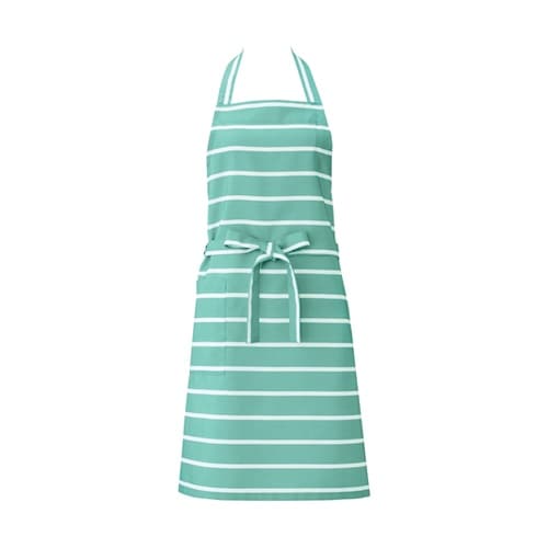 ボーダー胸当てエプロン ミントグリーン