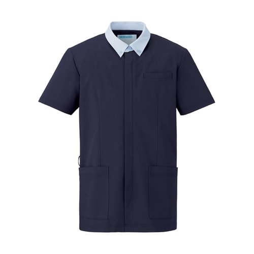 メンズジャケット半袖 ネイビー×サックス