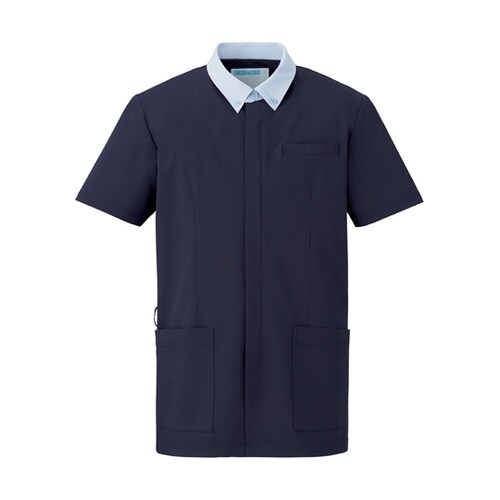 メンズジャケット半袖 ネイビー×サックス