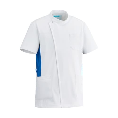 メンズジャケット半袖 ホワイト×ブルー