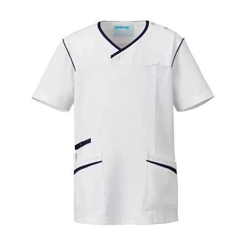 メンズスクラブ ホワイト×ネイビー L