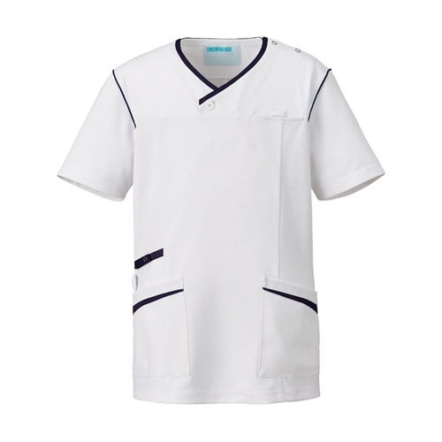 メンズスクラブ ホワイト×ネイビー S