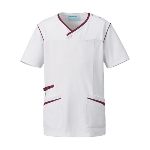 メンズスクラブ ホワイト×プラム 4L