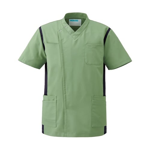 メンズスクラブ(前開き)グリーンティー×