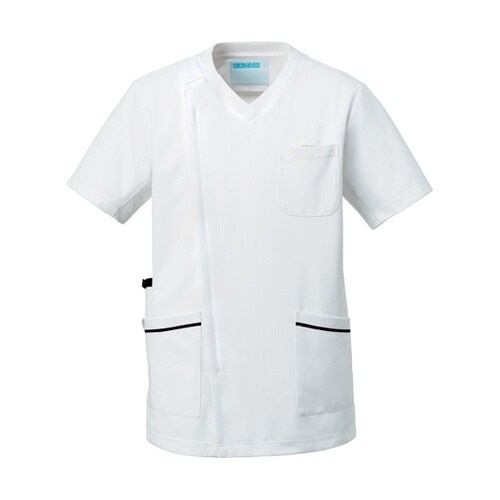 メンズスクラブジャケット半袖 ホワイト×