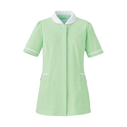 レディスジャケット半袖 グリーン×ホワイ