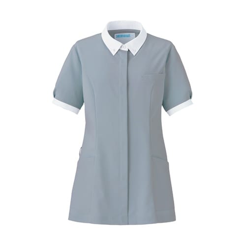 レディスジャケット半袖 グレー×ホワイト