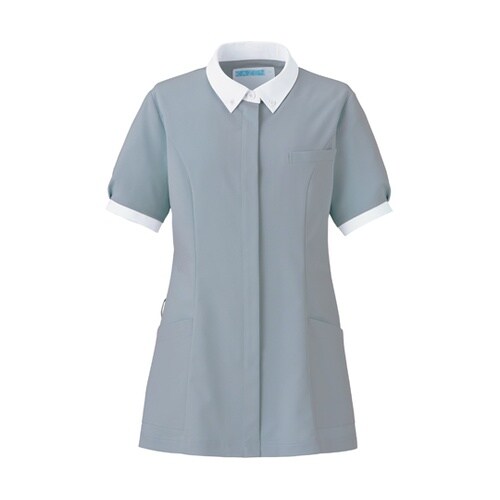 レディスジャケット半袖 グレー×ホワイト