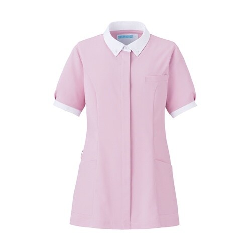 レディスジャケット半袖 ピンク×ホワイト