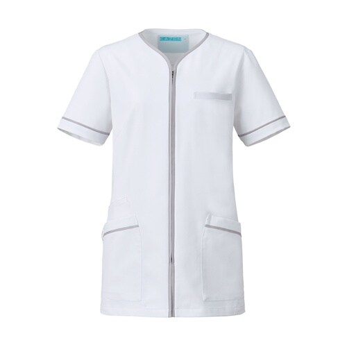 レディスジャケット半袖 ホワイト×シルバ