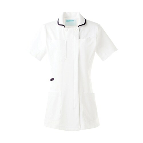 レディスジャケット半袖 ホワイト×ネイビ