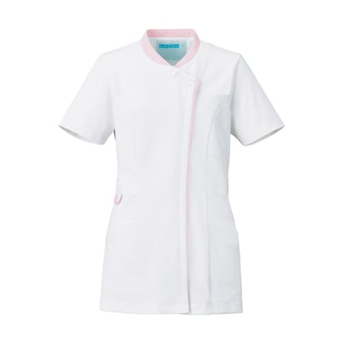 レディスジャケット半袖 ホワイト×ピンク