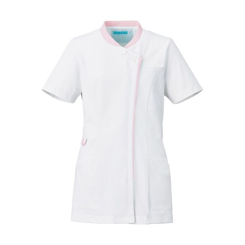 レディスジャケット半袖 ホワイト×ピンク