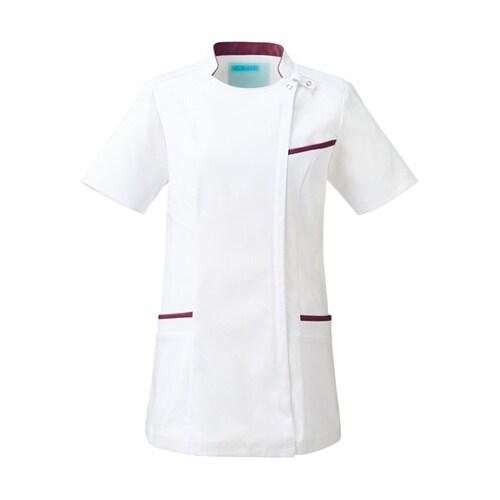 レディスジャケット半袖 ホワイト×プラム