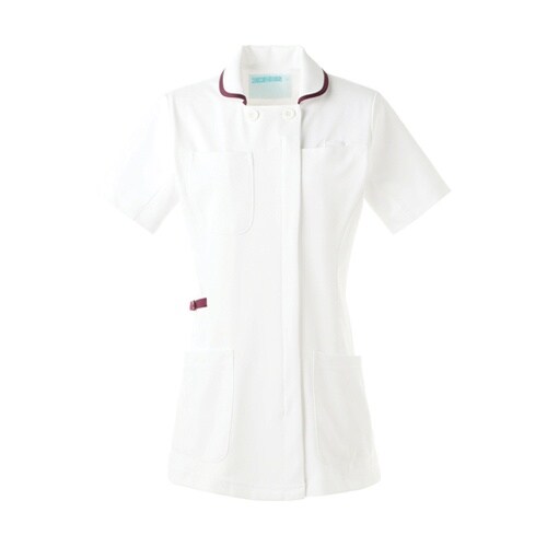 レディスジャケット半袖 ホワイト×プラム