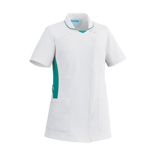 レディススクラブ ホワイト×グリーン 3