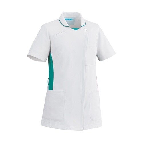 レディススクラブ ホワイト×グリーン M