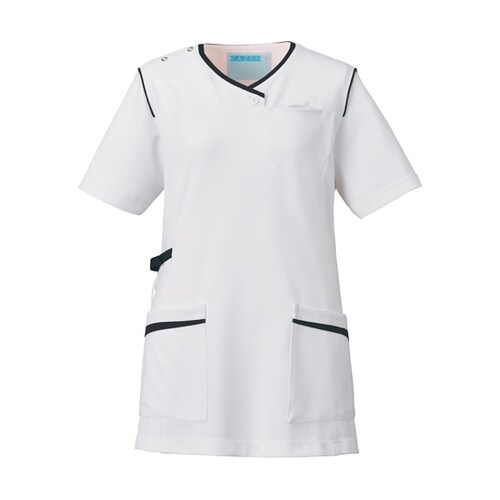 レディススクラブ ホワイト×ネイビー 4