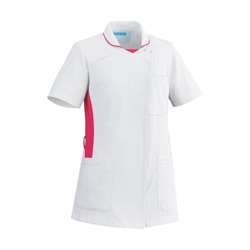 レディススクラブ ホワイト×ピンク 3L