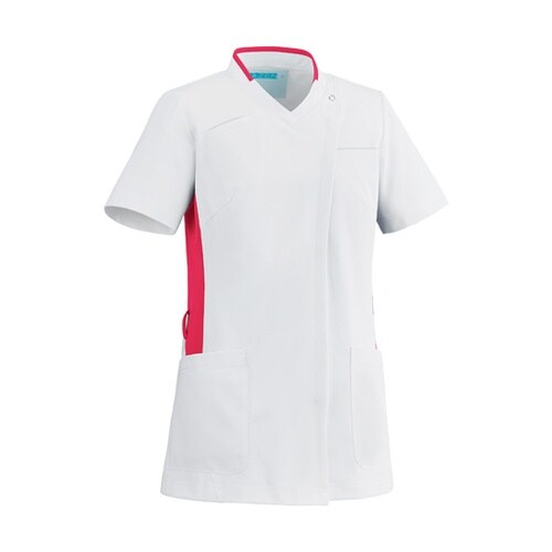 レディススクラブ ホワイト×ピンク 4L