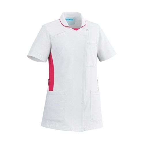 レディススクラブ ホワイト×ピンク M