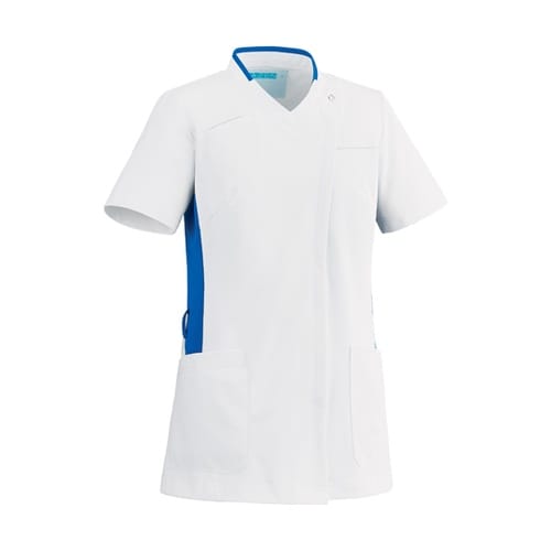 レディススクラブ ホワイト×ブルー LL