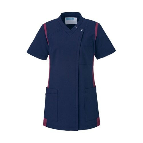 レディススクラブ(前開き)ネイビー×ワイ