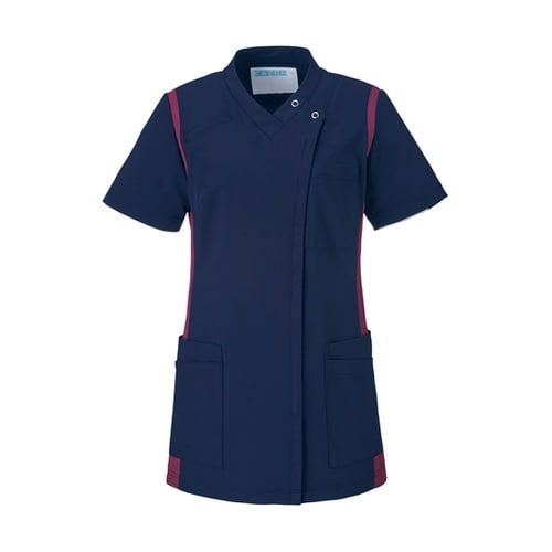 レディススクラブ(前開き)ネイビー×ワイ