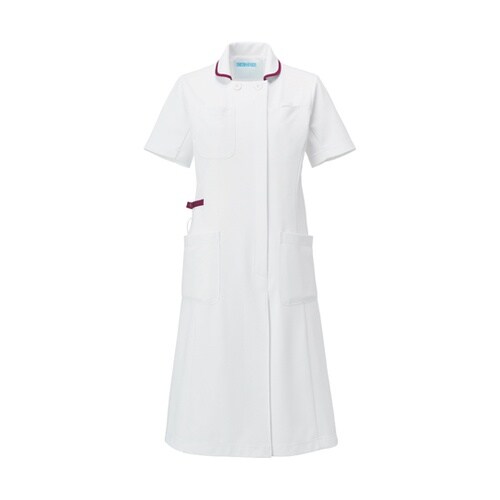 ワンピース半袖 ホワイト×プラム S 9