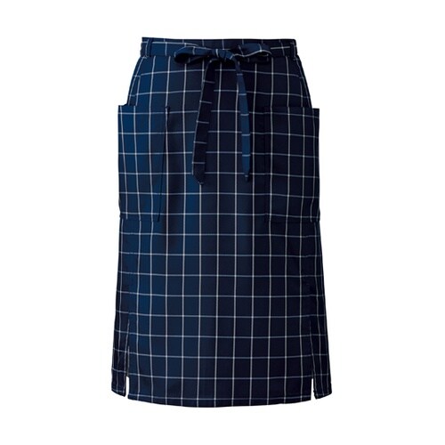 腰下エプロンミドル丈 ネイビーチェック
