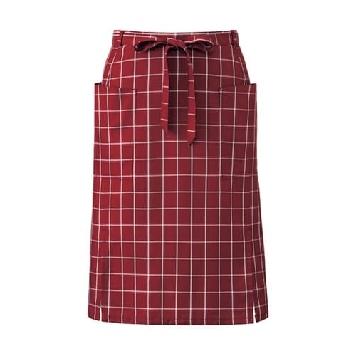 腰下エプロンミドル丈 ワインチェック フ