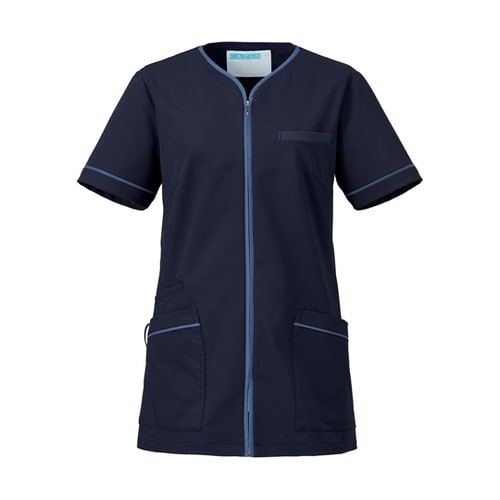 レディスジャケット半袖 ネイビー×スモー