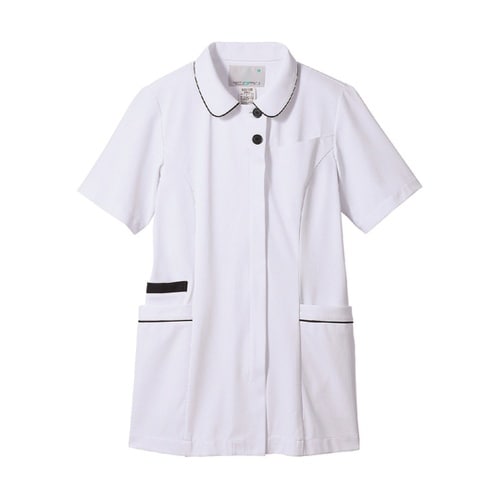ナースジャケット 半袖(白/Mネイビー)