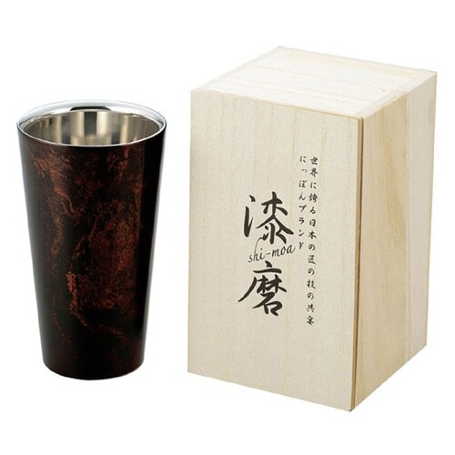 漆磨 2重構造ストレートカップ 黒漆流し