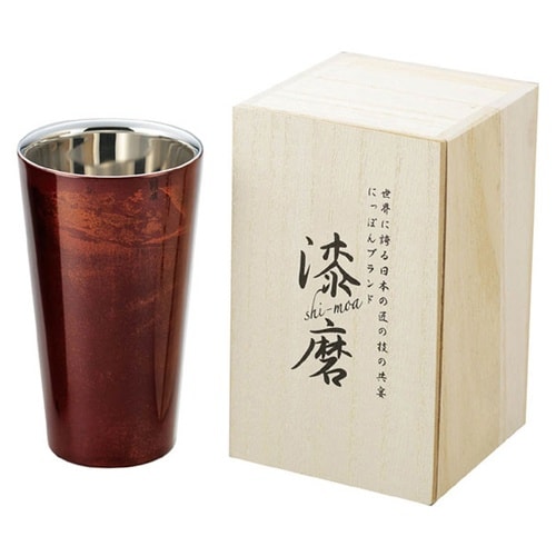 漆磨 2重構造ストレートカップ 赤漆流し