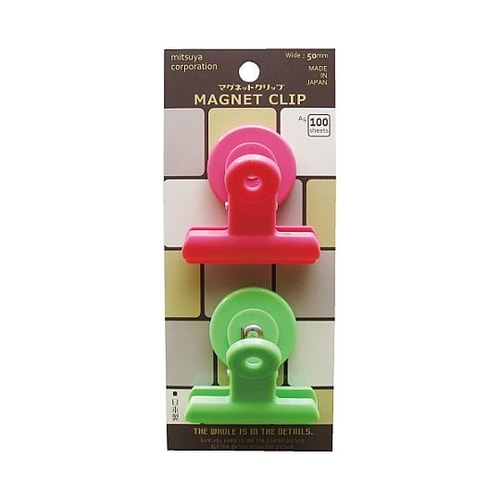 POPマグネットクリップ 中 桃緑 2個