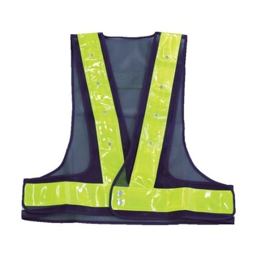 赤青交互点滅LED付安全ベスト ネイビー