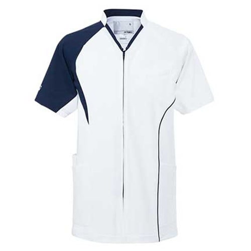 前開きスクラブ ホワイト LL(身丈74