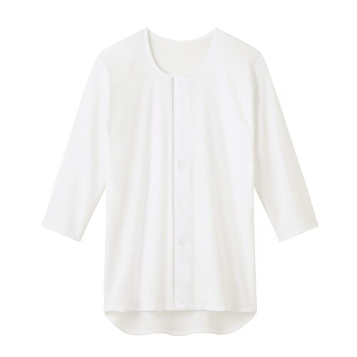 紳士7分袖ワンタッチシャツ ホワイト L