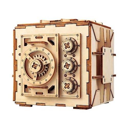 木製ダイヤル式金庫型貯金箱クラフトキット