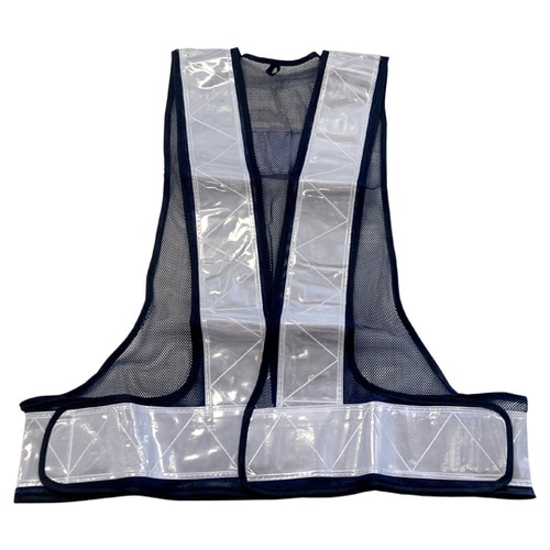 反射安全ベスト ネイビー×シルバー フリ